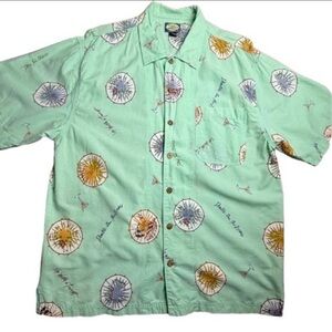 Tommy Bahama Shirt Mens L Green Shaken Not Stirred Button Up Vintage Hawaiian😍